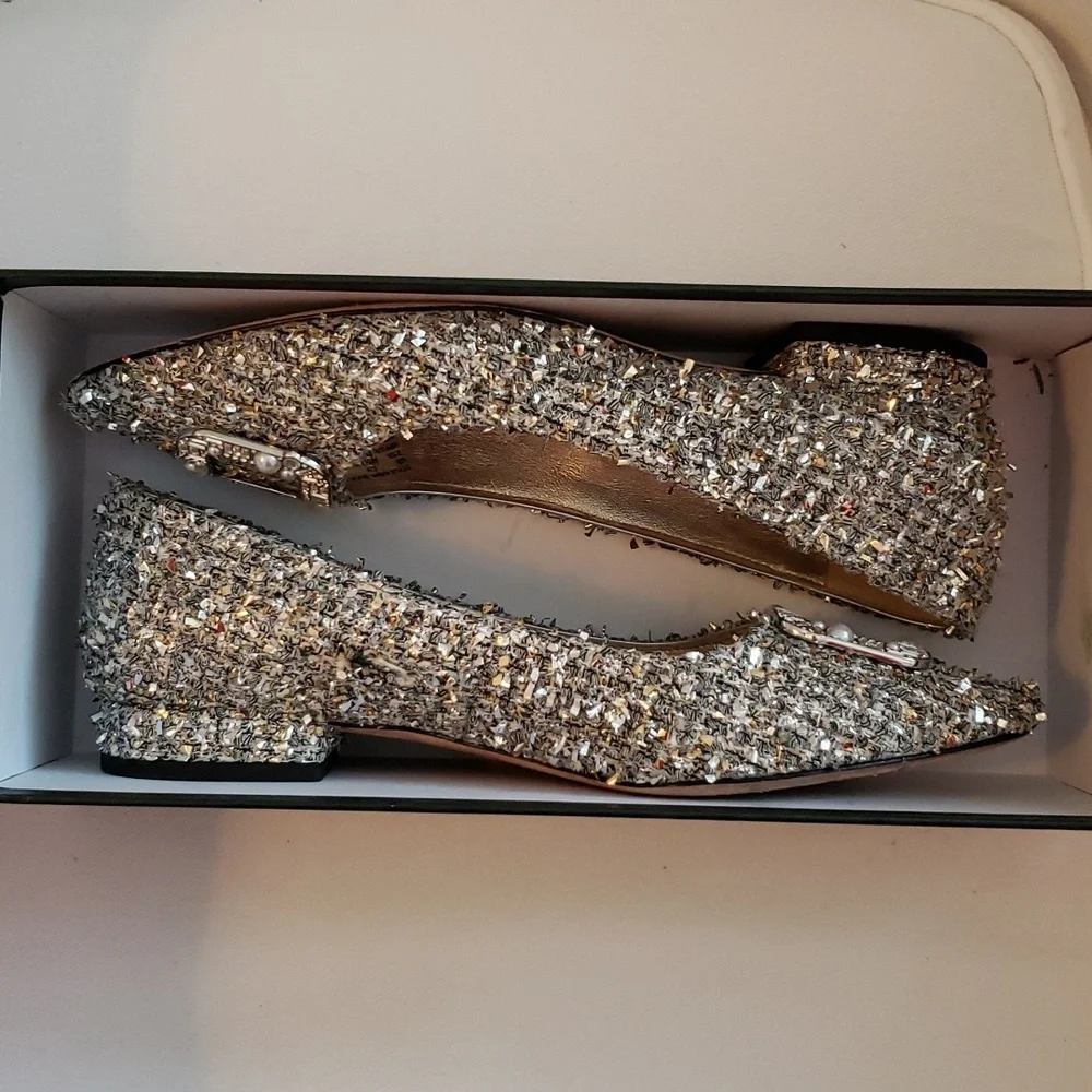 Kate Spade "buckle up" metallic tweed flats - worn once! - Picture 9 of 9